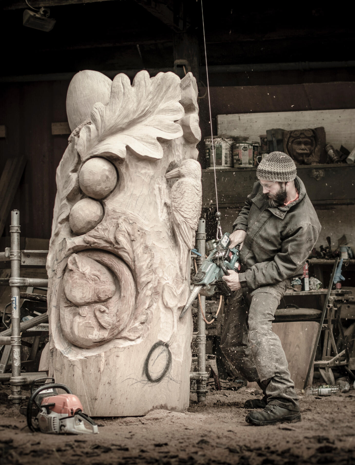 Dan Cordell Dan Cordell carving with a chainsaw